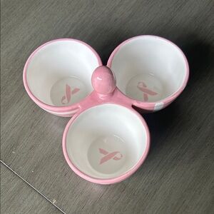 Pampered Chef Pink Ribbon Ceramic Serving Dish